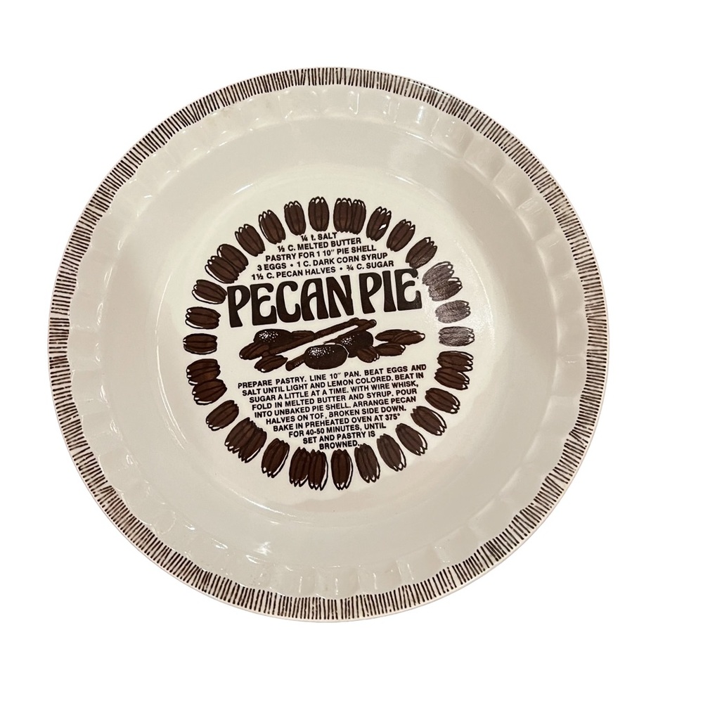 Vintage Jeannette Royal China Pecan Pie Recipe Pie Plate/USA